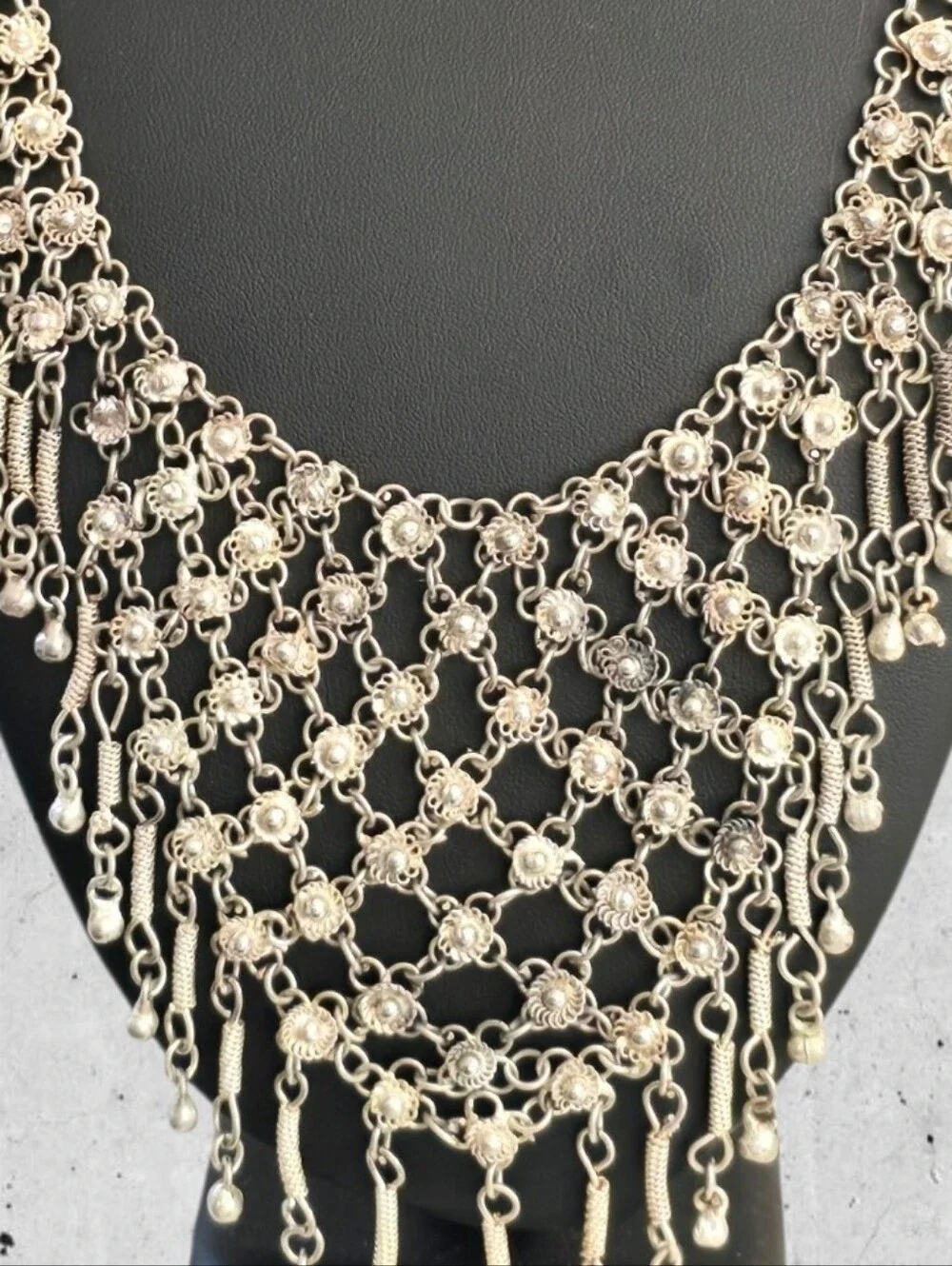 Vintage Tribal Gypsy Chainmail Bib Necklace